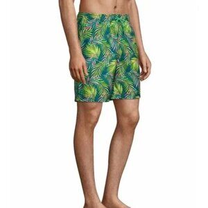 Lands End 8" Swim Trunks Size XL 40-42 Elastic Waist Pockets Mesh Liner UPF 50